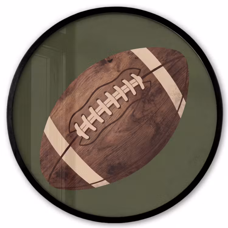 Football - Hout - Sport - Groen Fotolijst rond zonder passe partout klein -3d