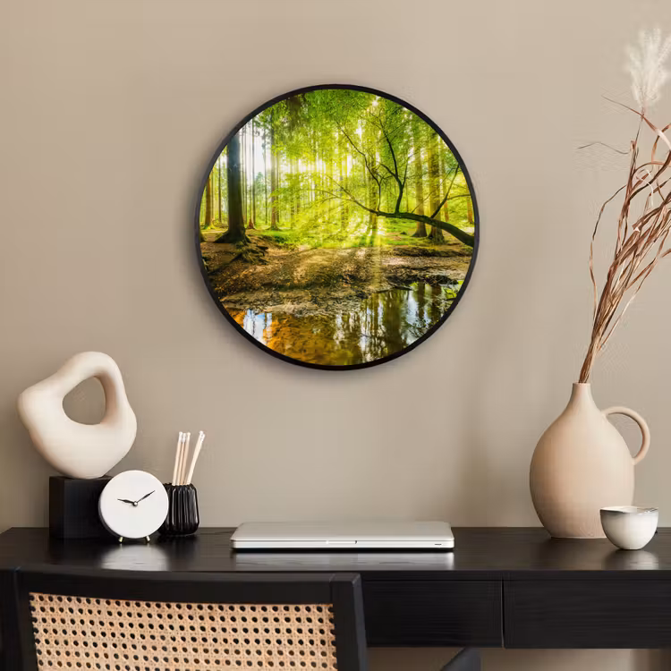 Bos - Landschap - Water - Bomen - Zon - Groen - Natuur Fotolijst rond zonder passe partout klein -sfeer1