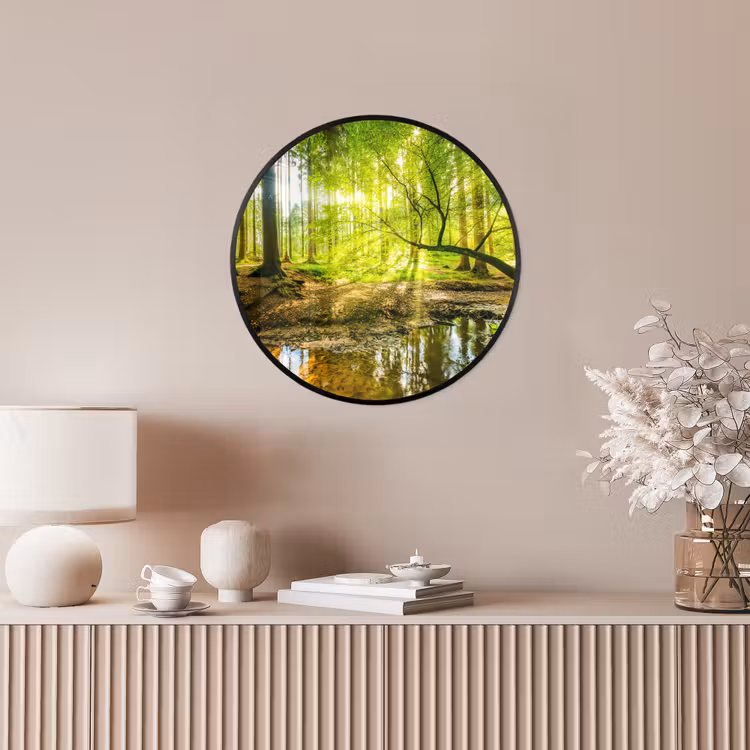 Bos - Landschap - Water - Bomen - Zon - Groen - Natuur Fotolijst rond zonder passe partout klein -sfeer3