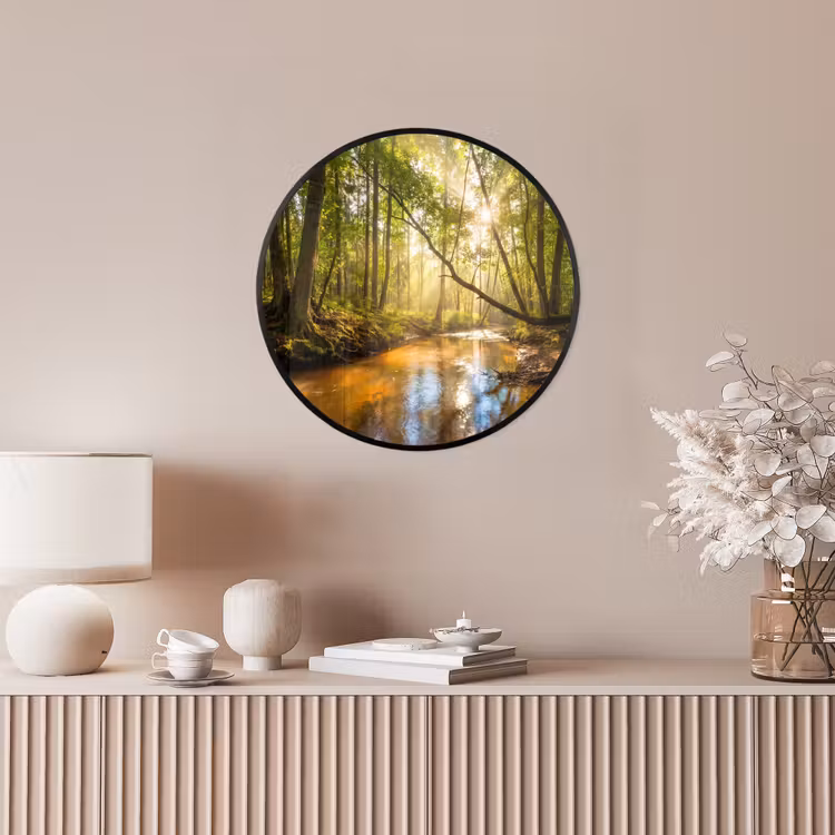 Bos - Beek - Zonlicht - Natuur - Groen Fotolijst rond zonder passe partout klein -sfeer3