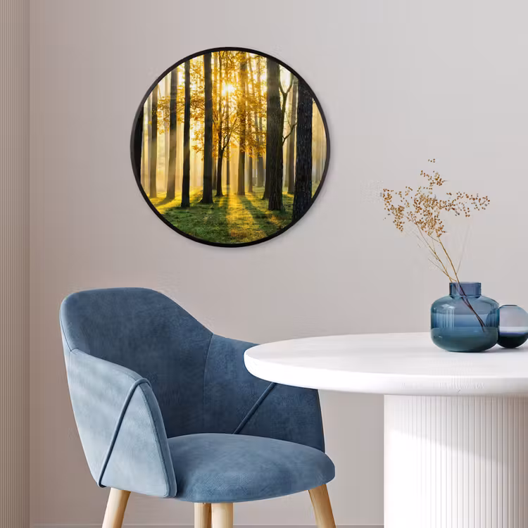 Bos - Zon - Bomen - Gras - Landschap - Natuur Fotolijst rond zonder passe partout klein -sfeer2