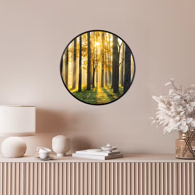 Bos - Zon - Bomen - Gras - Landschap - Natuur Fotolijst rond zonder passe partout klein -sfeer3