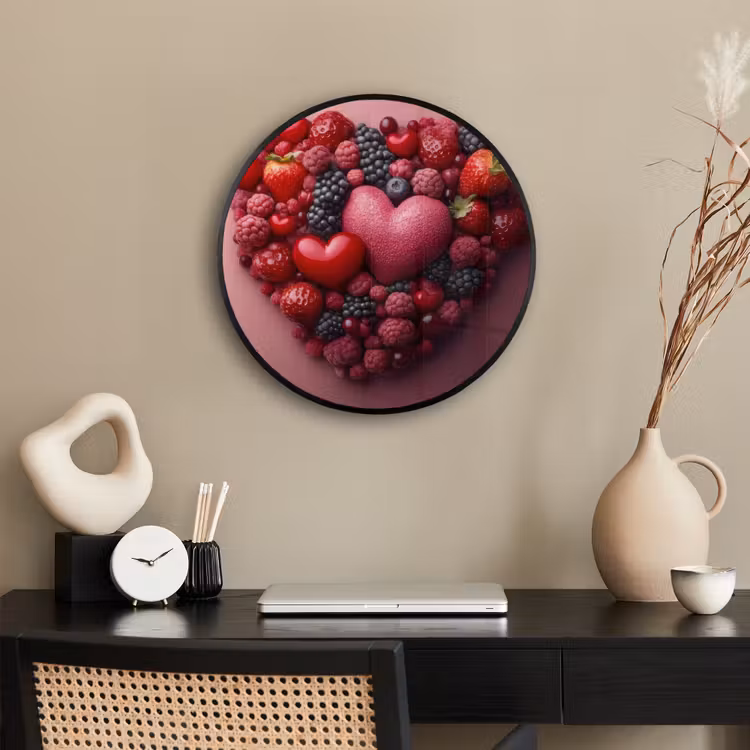 Fruit - Hartjes - Aardbeien - Frambozen - Bosbessen Fotolijst rond zonder passe partout klein -sfeer1