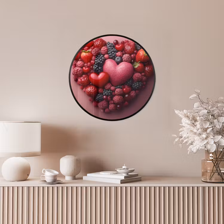 Fruit - Hartjes - Aardbeien - Frambozen - Bosbessen Fotolijst rond zonder passe partout klein -sfeer3