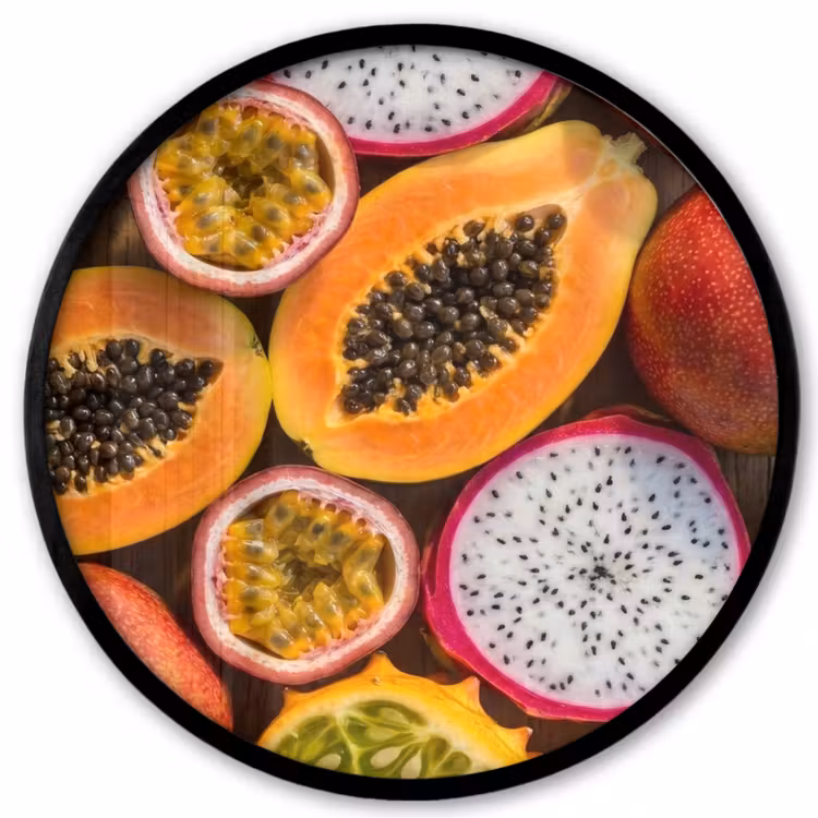 Fruit - Geopend - Tropisch - Eten - Kleurrijk Fotolijst rond zonder passe partout klein -3d