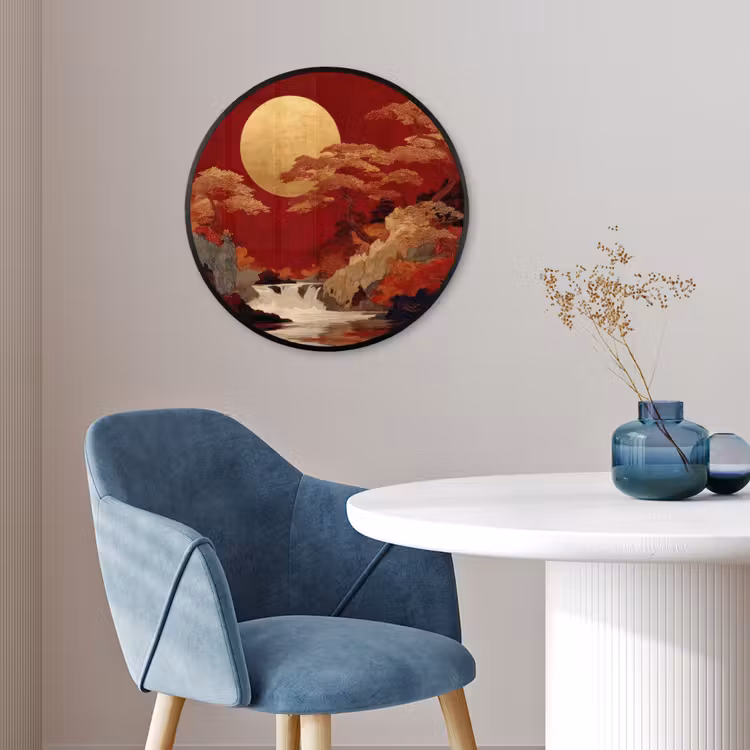 Volle maan - Landschap - Waterval Fotolijst rond zonder passe partout klein -sfeer2
