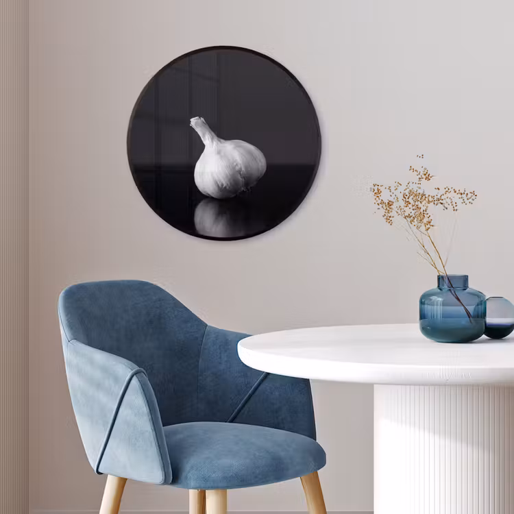 Knoflook - Zwart - Wit Fotolijst rond zonder passe partout klein -sfeer2