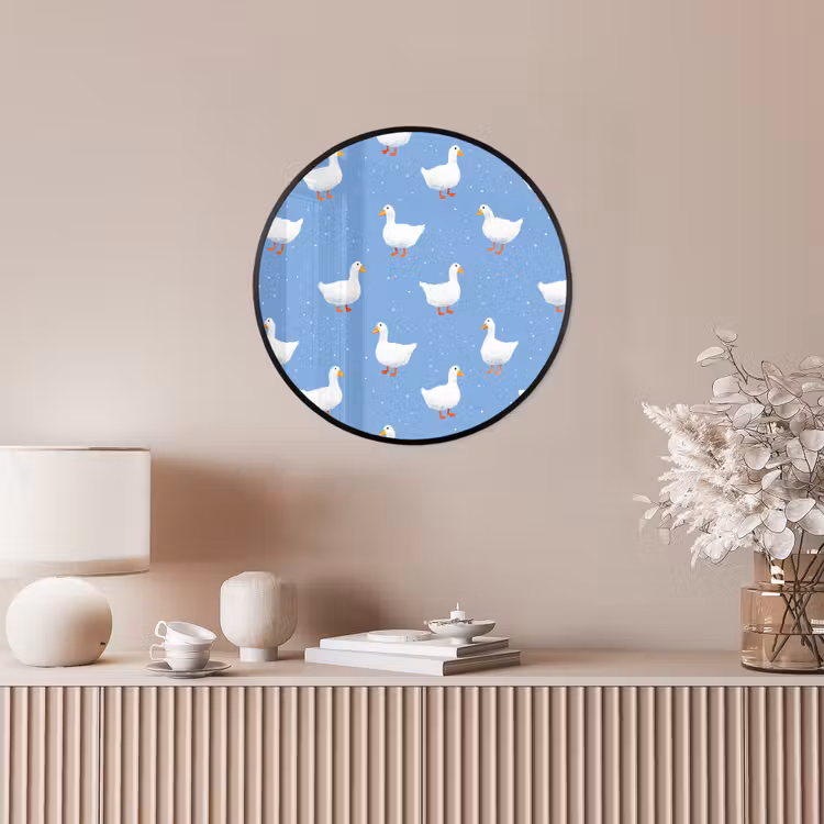 Ganzen - Elegant - Blauw Fotolijst rond zonder passe partout klein 856 -sfeer3