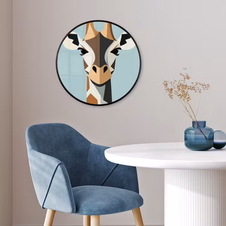 Giraffe - Illustratie - Bruin - Minimalistisch Fotolijst rond zonder passe partout klein -sfeer2