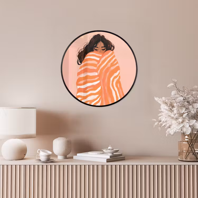 Meisje - Deken - Gestreept - Oranje Fotolijst rond zonder passe partout klein -sfeer3