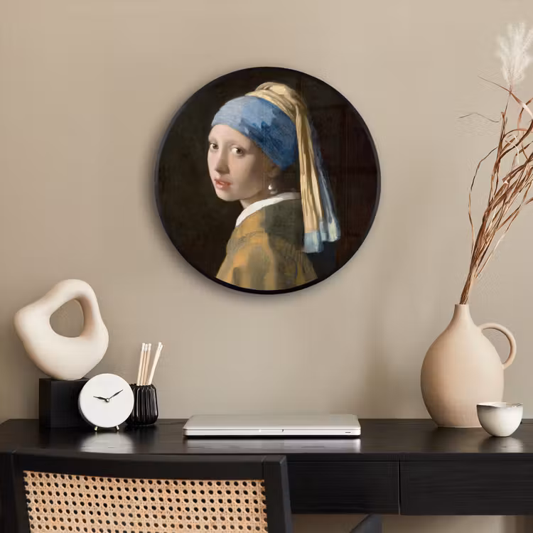 Meisje met de parel - Schilderij - Oude meesters - Vermeer Fotolijst rond zonder passe partout klein -sfeer1