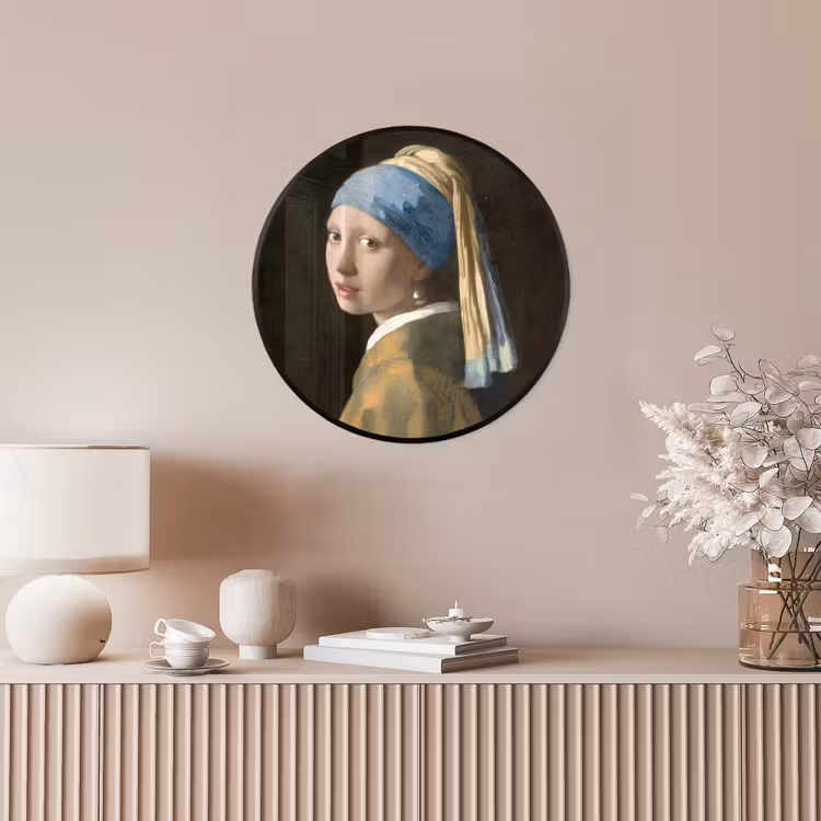Meisje met de parel - Schilderij - Oude meesters - Vermeer Fotolijst rond zonder passe partout klein -sfeer3