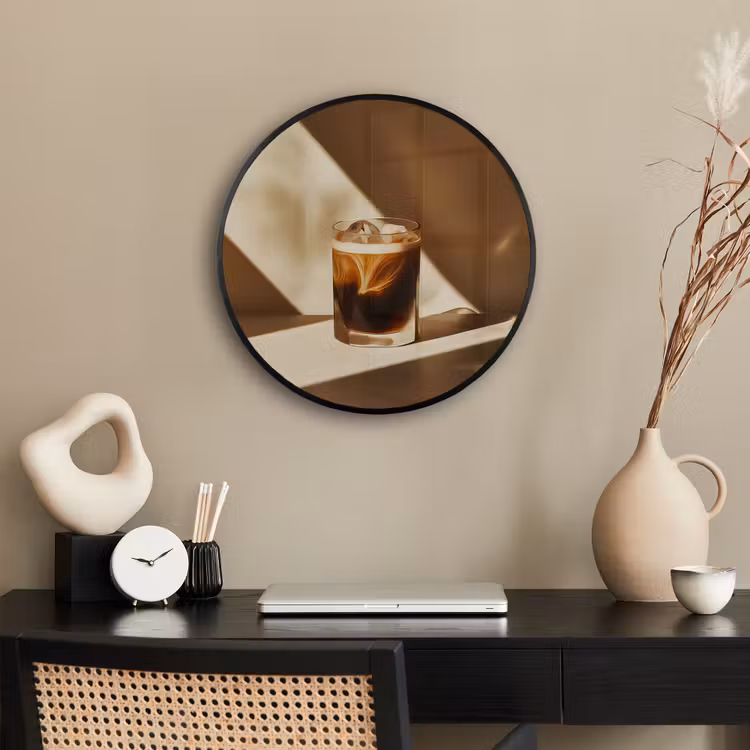 Glas - Ijskoffie - Schaduw - Bruin Fotolijst rond zonder passe partout klein -sfeer1