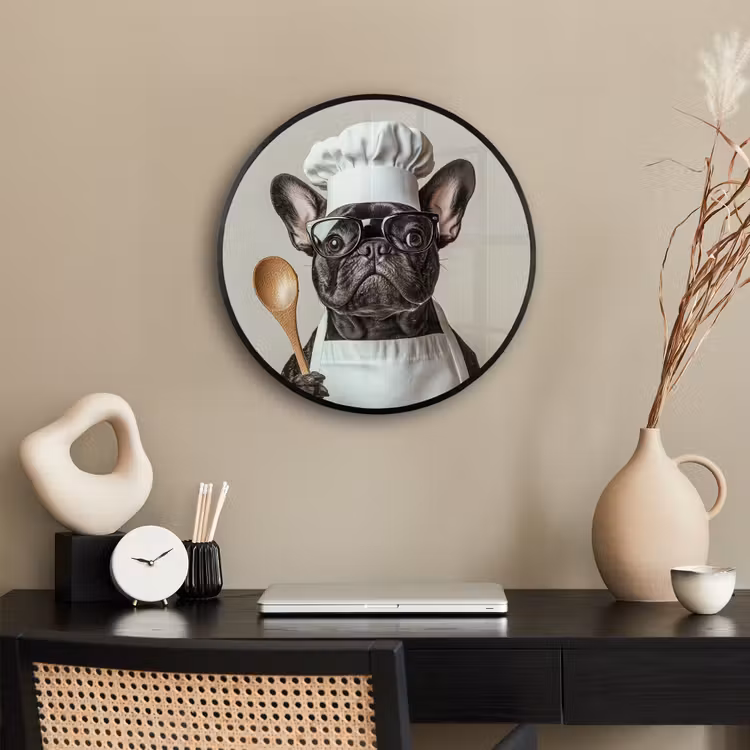 Bril - Hond - Kok Fotolijst rond zonder passe partout klein -sfeer1