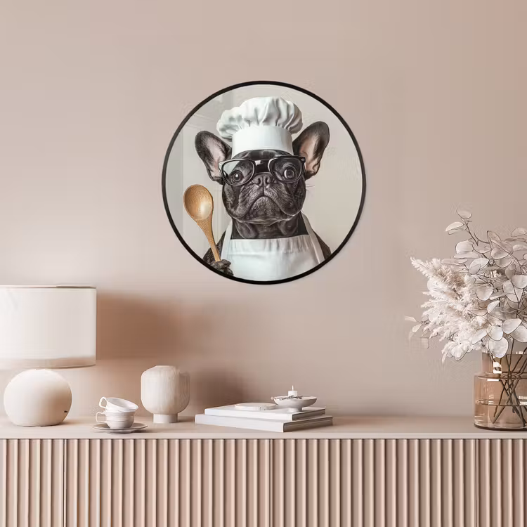 Bril - Hond - Kok Fotolijst rond zonder passe partout klein -sfeer3