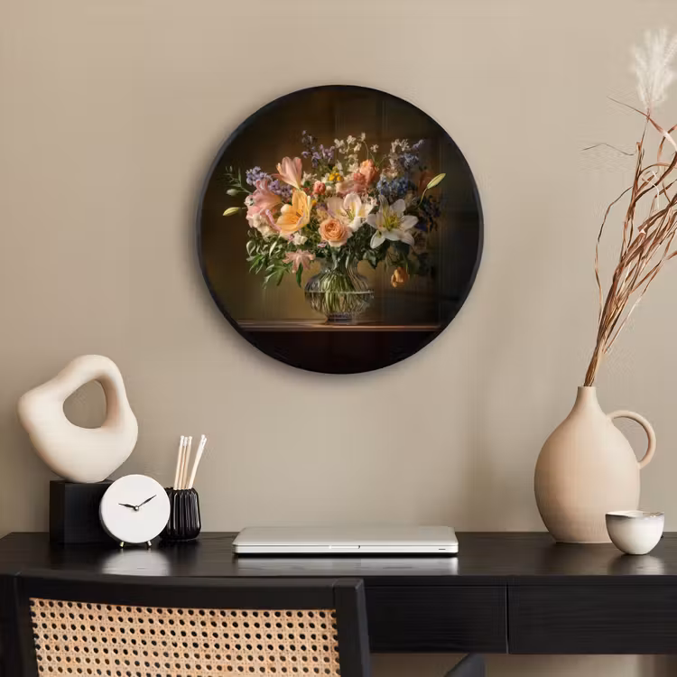 Glazen - Bloemen - Boeket - Kleuren Fotolijst rond zonder passe partout klein -sfeer1