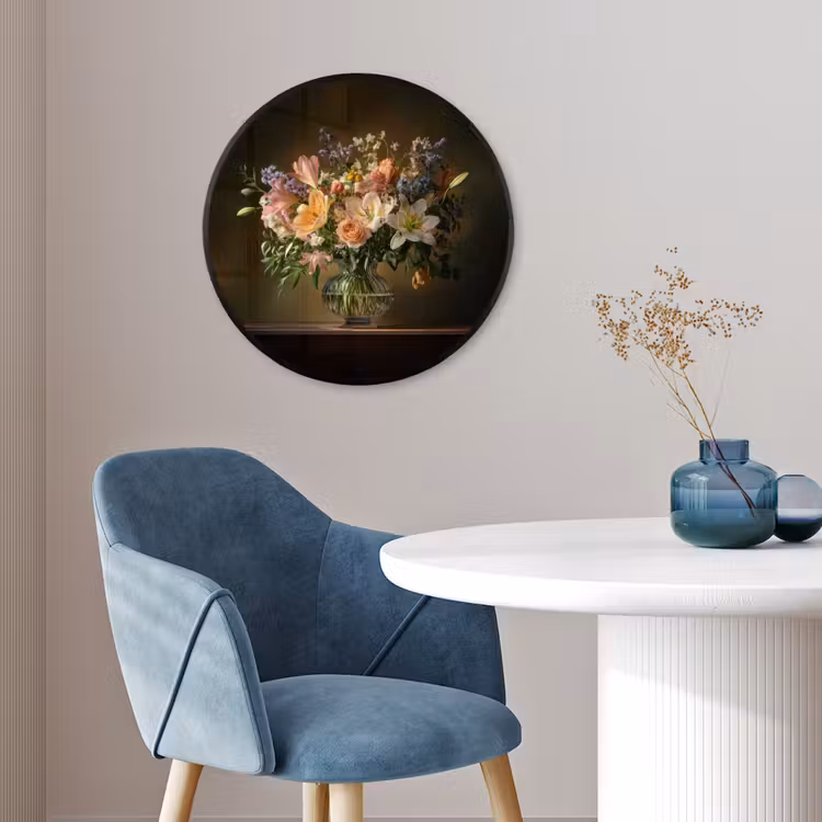 Glazen - Bloemen - Boeket - Kleuren Fotolijst rond zonder passe partout klein -sfeer2