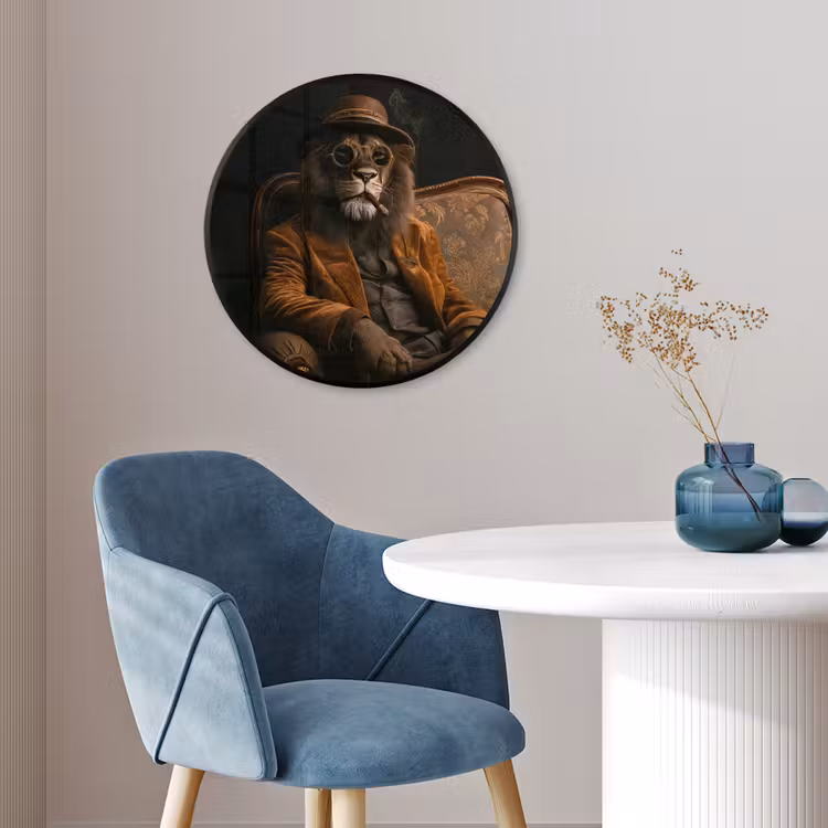 Bril - Leeuw - Bank - Hoed Fotolijst rond zonder passe partout klein -sfeer2