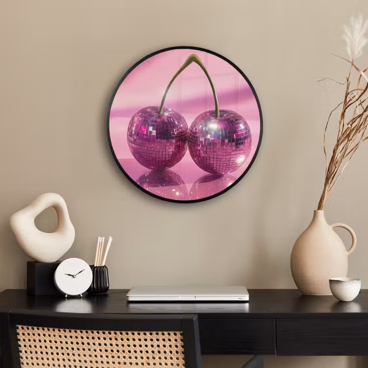 Glitter - Discobol - Roze - Kersen Fotolijst rond zonder passe partout klein -sfeer1