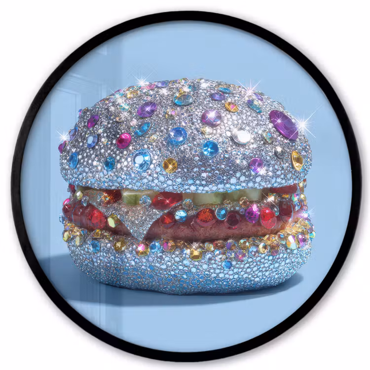 Glitters - Hamburger - Blauw Fotolijst rond zonder passe partout klein -3d