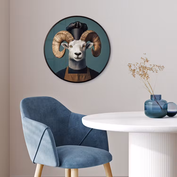 Geit - Hoorns - Kokskleding Fotolijst rond zonder passe partout klein -sfeer2