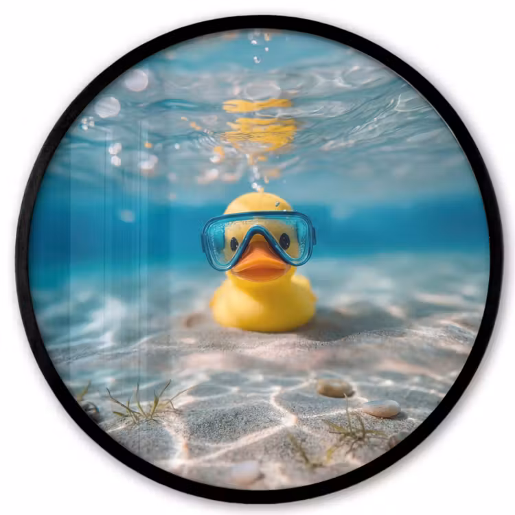 Duikbril - Eend - Water Fotolijst rond zonder passe partout klein -3d