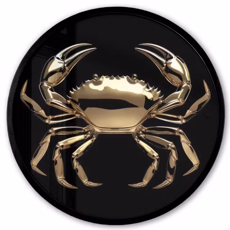Goud - Krab - Dieren - Zwart Fotolijst rond zonder passe partout klein -3d
