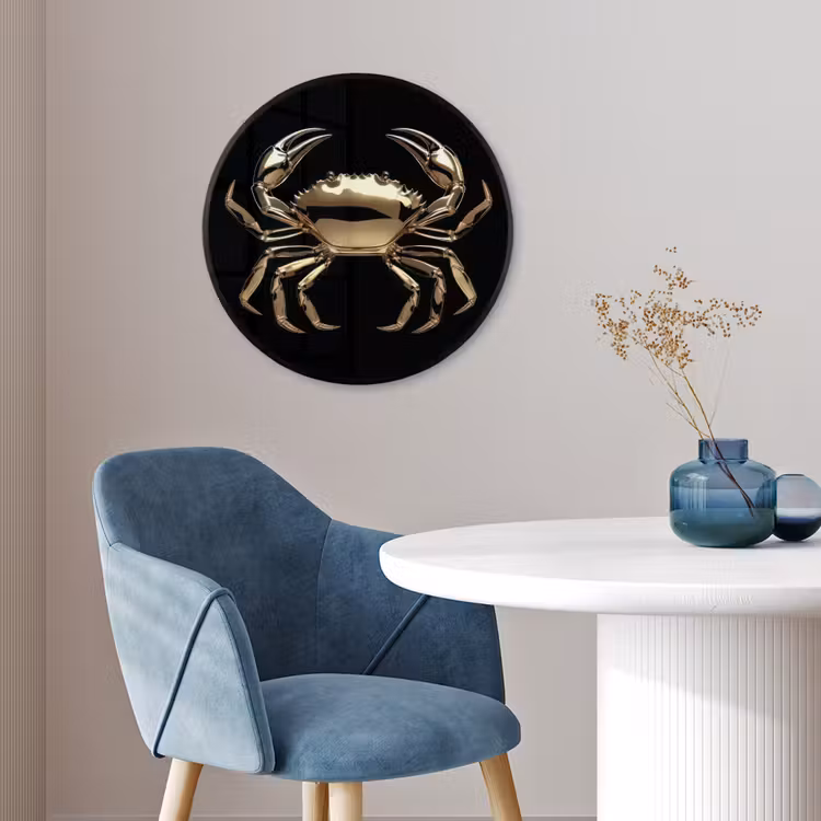 Goud - Krab - Dieren - Zwart Fotolijst rond zonder passe partout klein -sfeer2