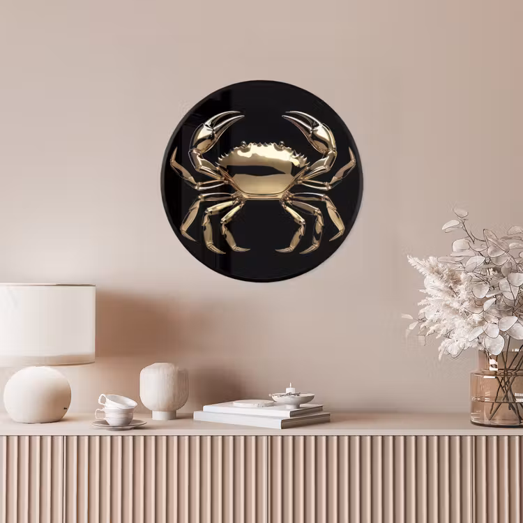 Goud - Krab - Dieren - Zwart Fotolijst rond zonder passe partout klein -sfeer3