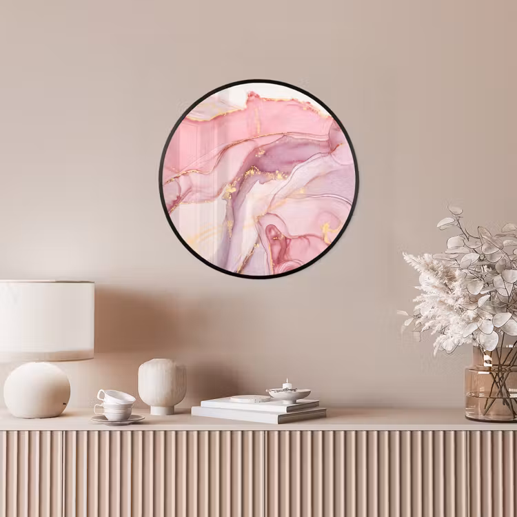 Goud - Marmer - Roze Fotolijst rond zonder passe partout klein -sfeer3