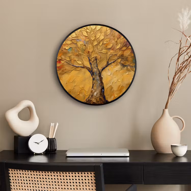 Goud - Boom - Abstract - Modern Fotolijst rond zonder passe partout klein -sfeer1