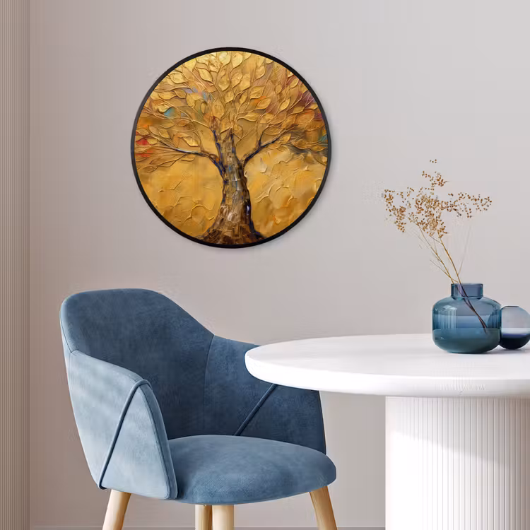 Goud - Boom - Abstract - Modern Fotolijst rond zonder passe partout klein -sfeer2