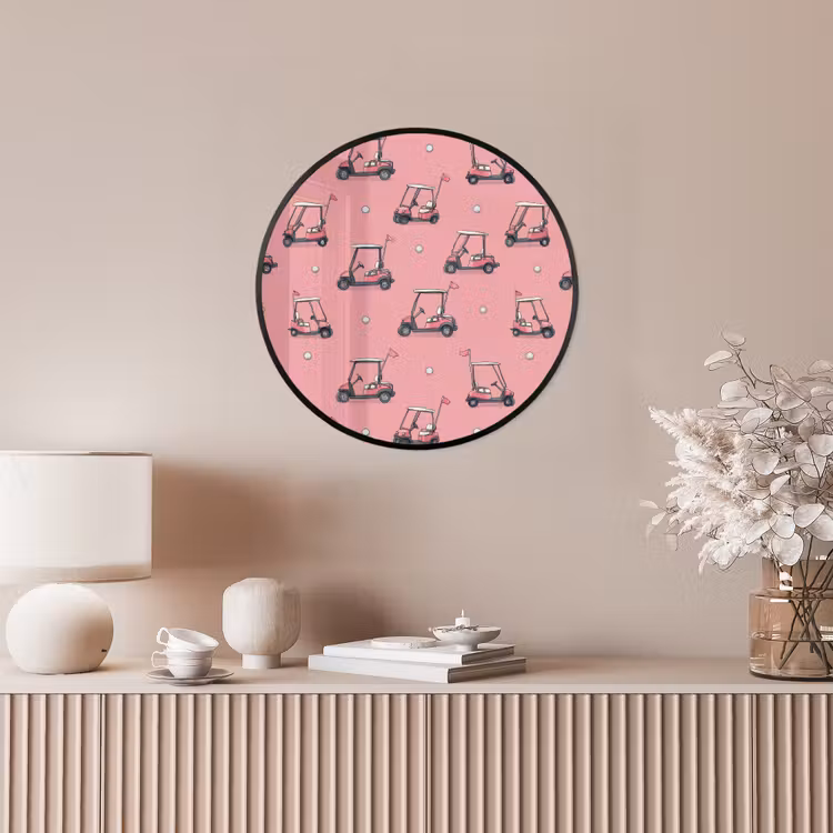 Golfkar - Retro - Roze Fotolijst rond zonder passe partout klein 856 -sfeer3