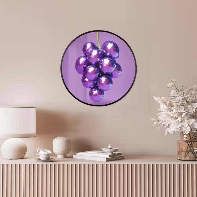 Druif - Disco - Glitter - Paars Fotolijst rond zonder passe partout klein -sfeer3