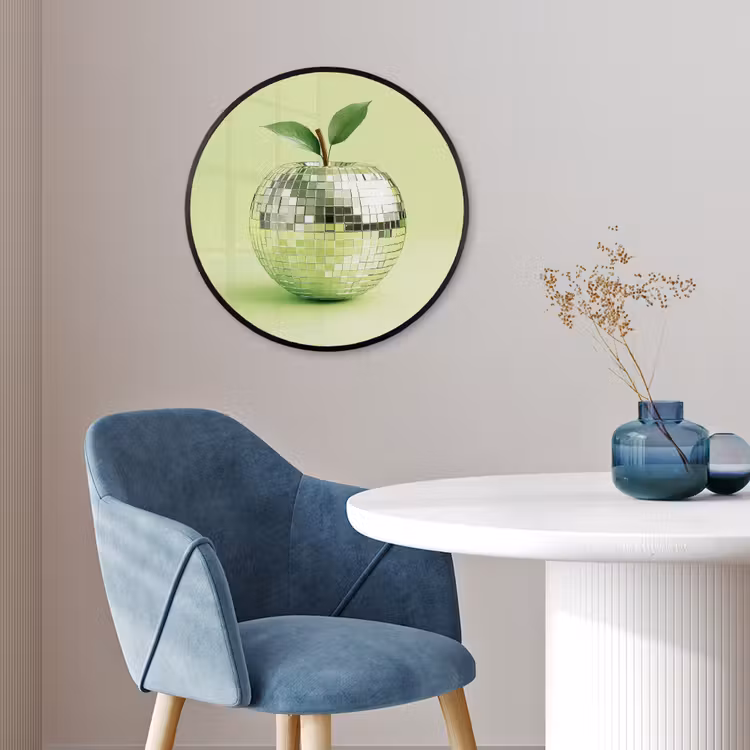 Groen - Disco - Decoratie - Appel Fotolijst rond zonder passe partout klein -sfeer2