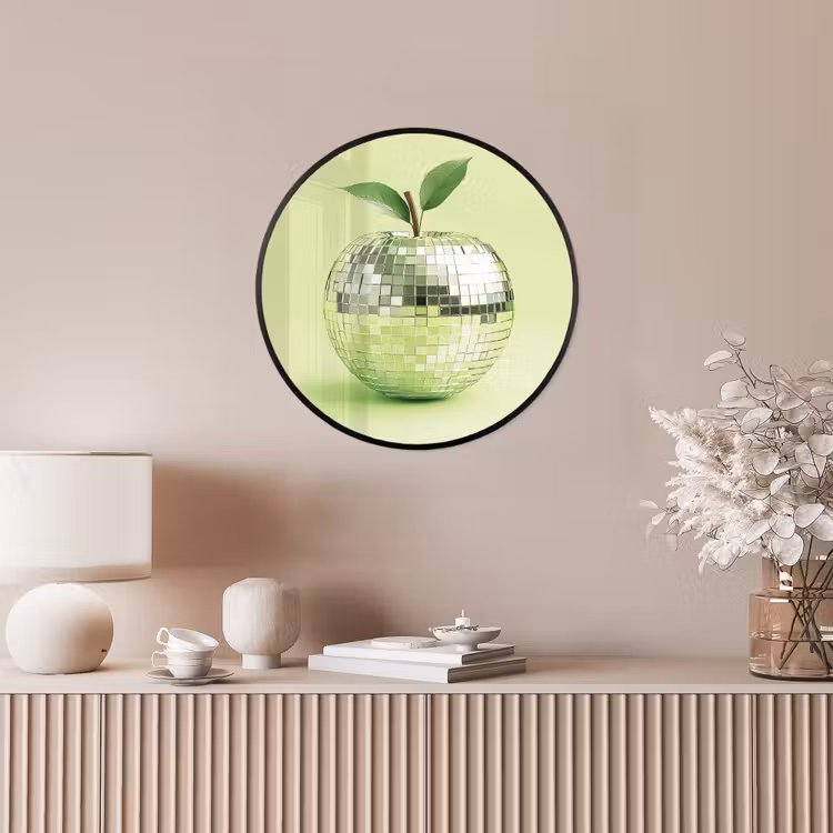 Groen - Disco - Decoratie - Appel Fotolijst rond zonder passe partout klein -sfeer3