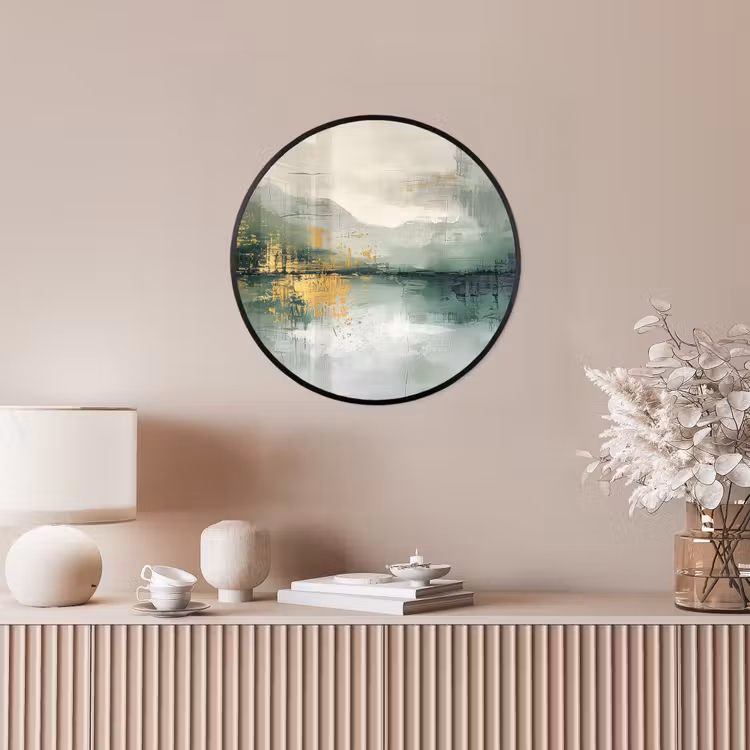 Groen - Modern - Abstract - Goud Fotolijst rond zonder passe partout klein -sfeer3
