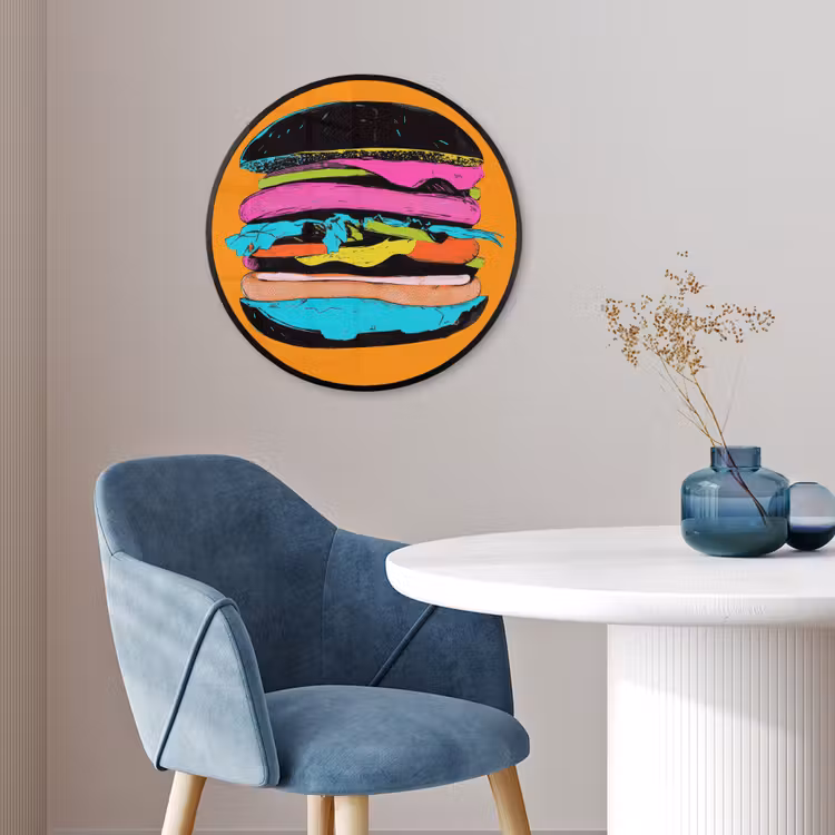 Hamburger - Kleurrijk - Speels Fotolijst rond zonder passe partout klein -sfeer2