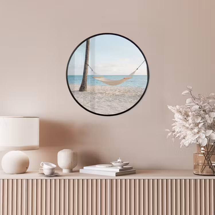 Hangmat - Strand - Wit Fotolijst rond zonder passe partout klein -sfeer3