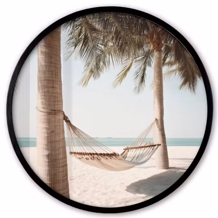 Hangmat - Palmbomen - Strand - Zee Fotolijst rond zonder passe partout klein -3d