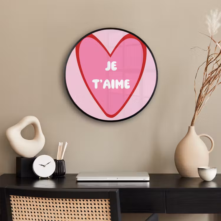 Hart - Frans - Valentijn - Roze Fotolijst rond zonder passe partout klein -sfeer1