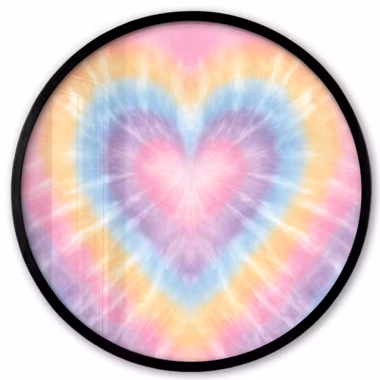 Hartvorm - Pastelkleuren - Tie Dye Fotolijst rond zonder passe partout klein -3d