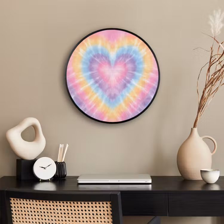 Hartvorm - Pastelkleuren - Tie Dye Fotolijst rond zonder passe partout klein -sfeer1