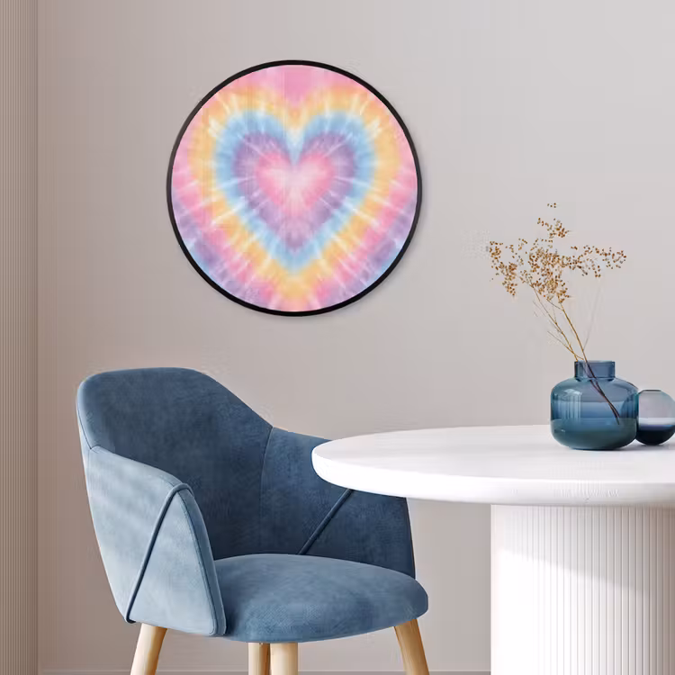 Hartvorm - Pastelkleuren - Tie Dye Fotolijst rond zonder passe partout klein -sfeer2