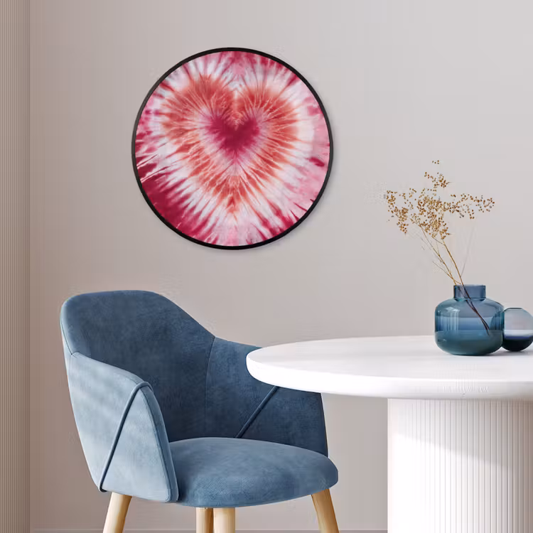 Hartvorm - Roze - Tie dye Fotolijst rond zonder passe partout klein -sfeer2