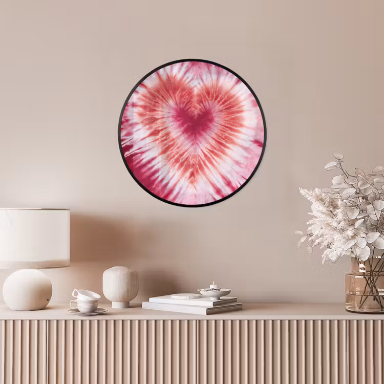Hartvorm - Roze - Tie dye Fotolijst rond zonder passe partout klein -sfeer3