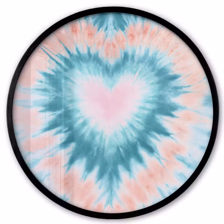 Hartvormig - Tie dye - Pasteltinten - Lichtgroen Fotolijst rond zonder passe partout klein -3d
