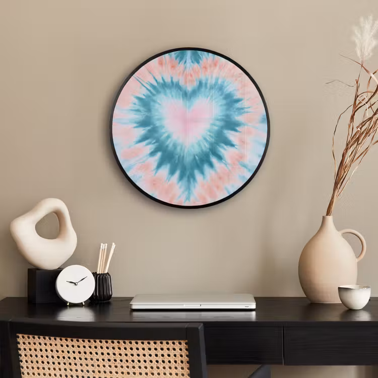 Hartvormig - Tie dye - Pasteltinten - Lichtgroen Fotolijst rond zonder passe partout klein -sfeer1
