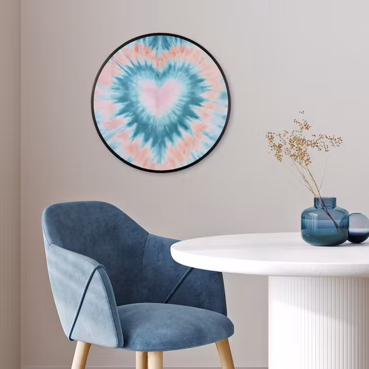 Hartvormig - Tie dye - Pasteltinten - Lichtgroen Fotolijst rond zonder passe partout klein -sfeer2
