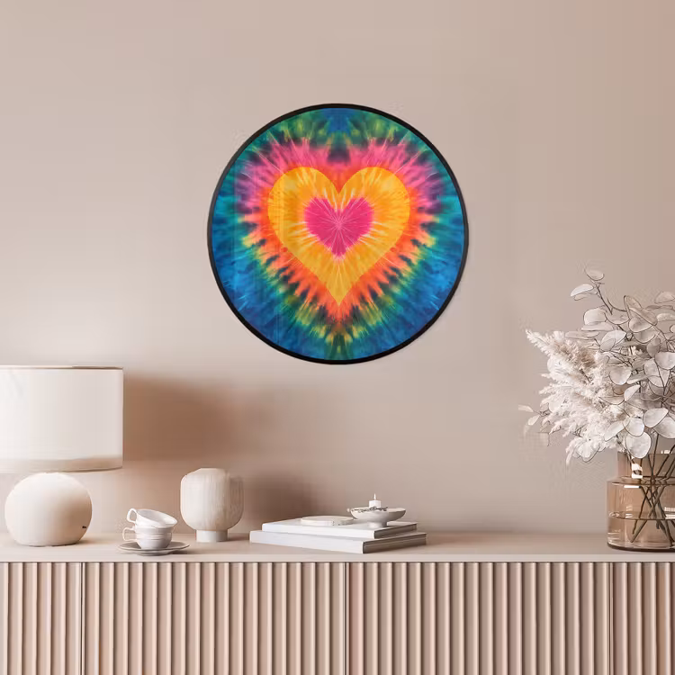 Hart - Tie Dye - Kleurrijk Fotolijst rond zonder passe partout klein -sfeer3